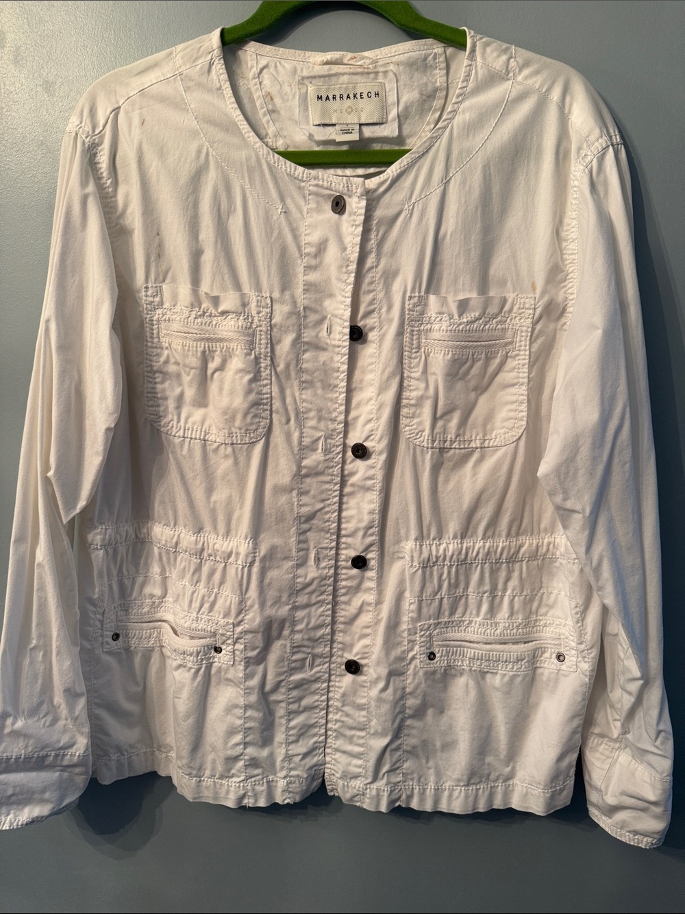 Marrakech White Utility Jacket with Button Front